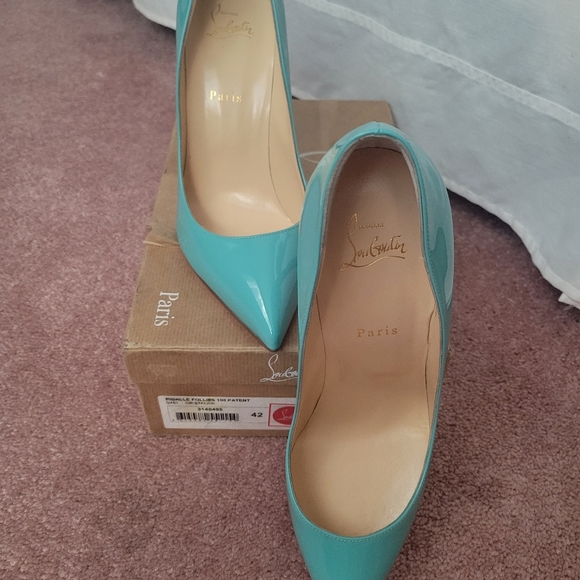 Christian Louboutin Pigalle Follies Patent Leather Cristaline Blue 42 - Picture 6 of 9
